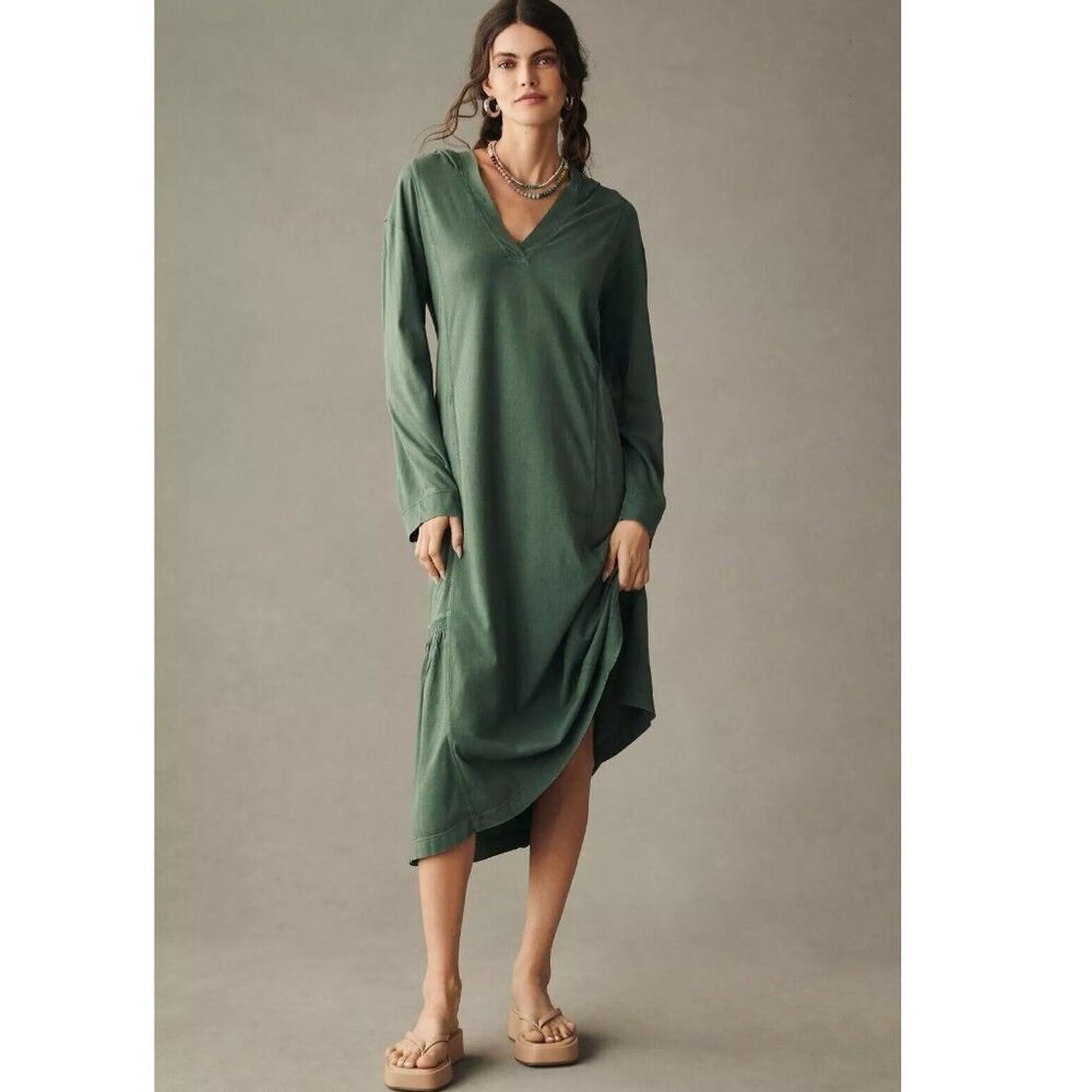 Daily Practice by Anthropologie Long-Sleeve Hooded Midi Dress Solid XS